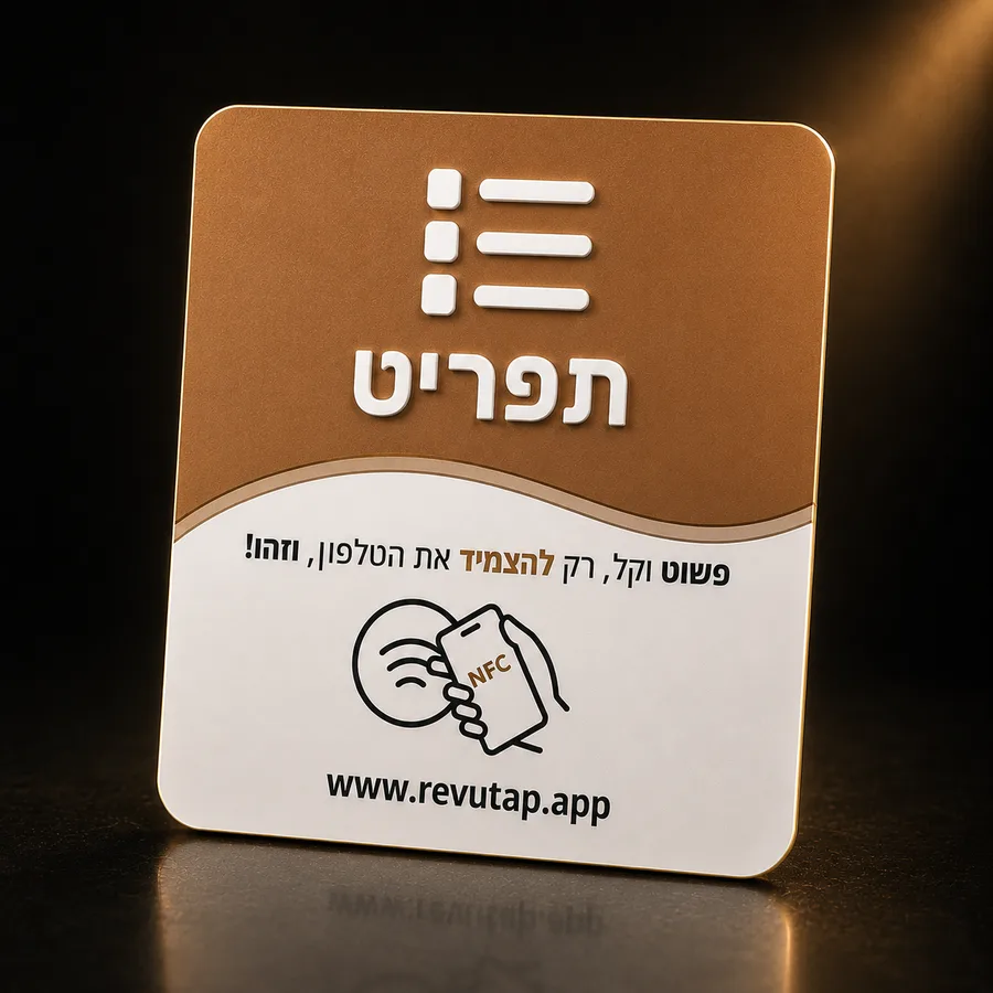 כרטיס RevuTap Menu — כרטיס NFC לתפריט דיגיטלי